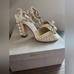 Jimmy Choo Sacaria 100 Embellished Block Heels Size 36.5
